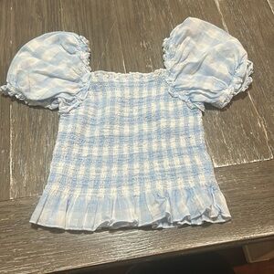 Wonder nation blue and white checkered kids shirt size medium